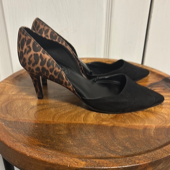Bandolino Shoes - Bandolino Black and Brown Heels with Animal Print